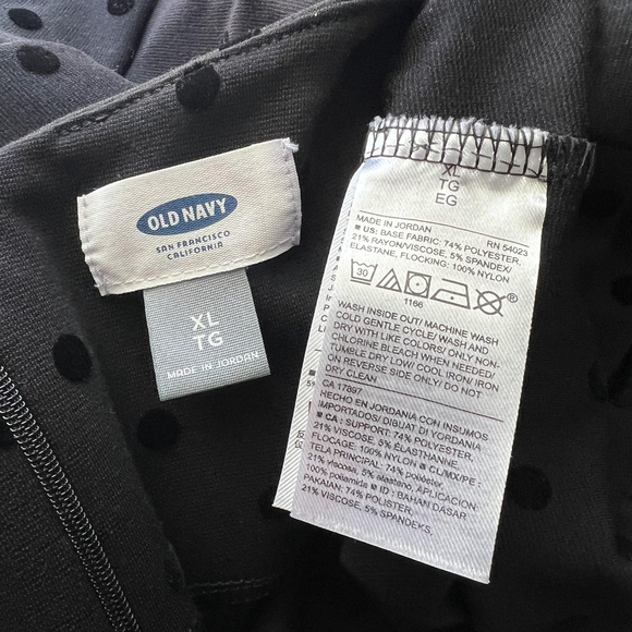 Old Navy Dress XL Black Velvet Polka Dot Bell Sleeve Whimsigoth Vamp Fairy Goth - Picture 11 of 11